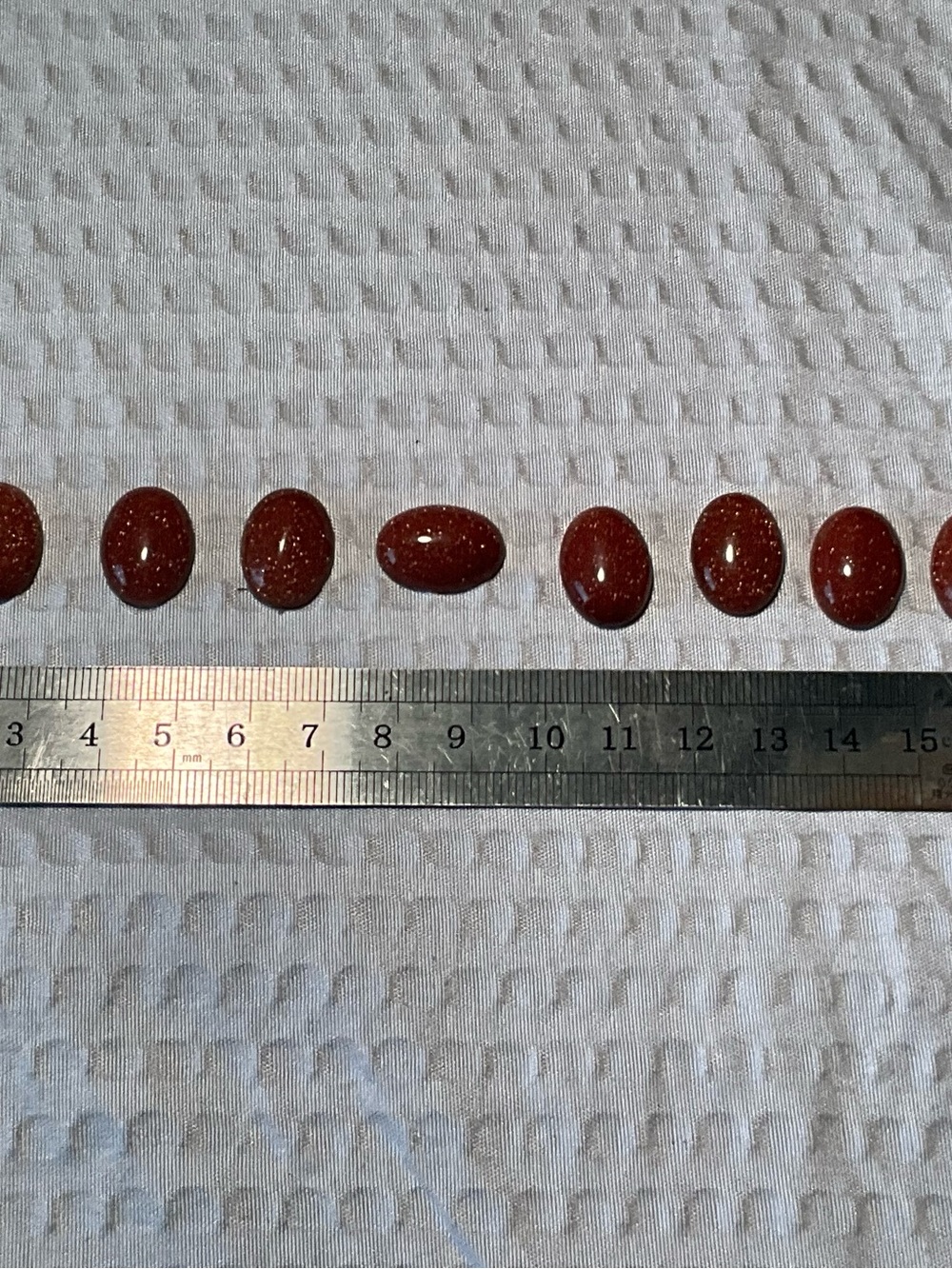 Goldstone Oval Cabochon Beads - Deep Reddish Brown Set